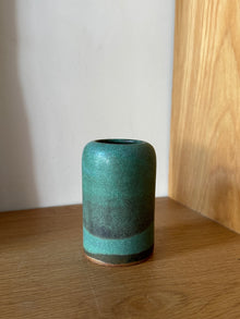 Earthenware Bud Vase in Copper Patina Glaze