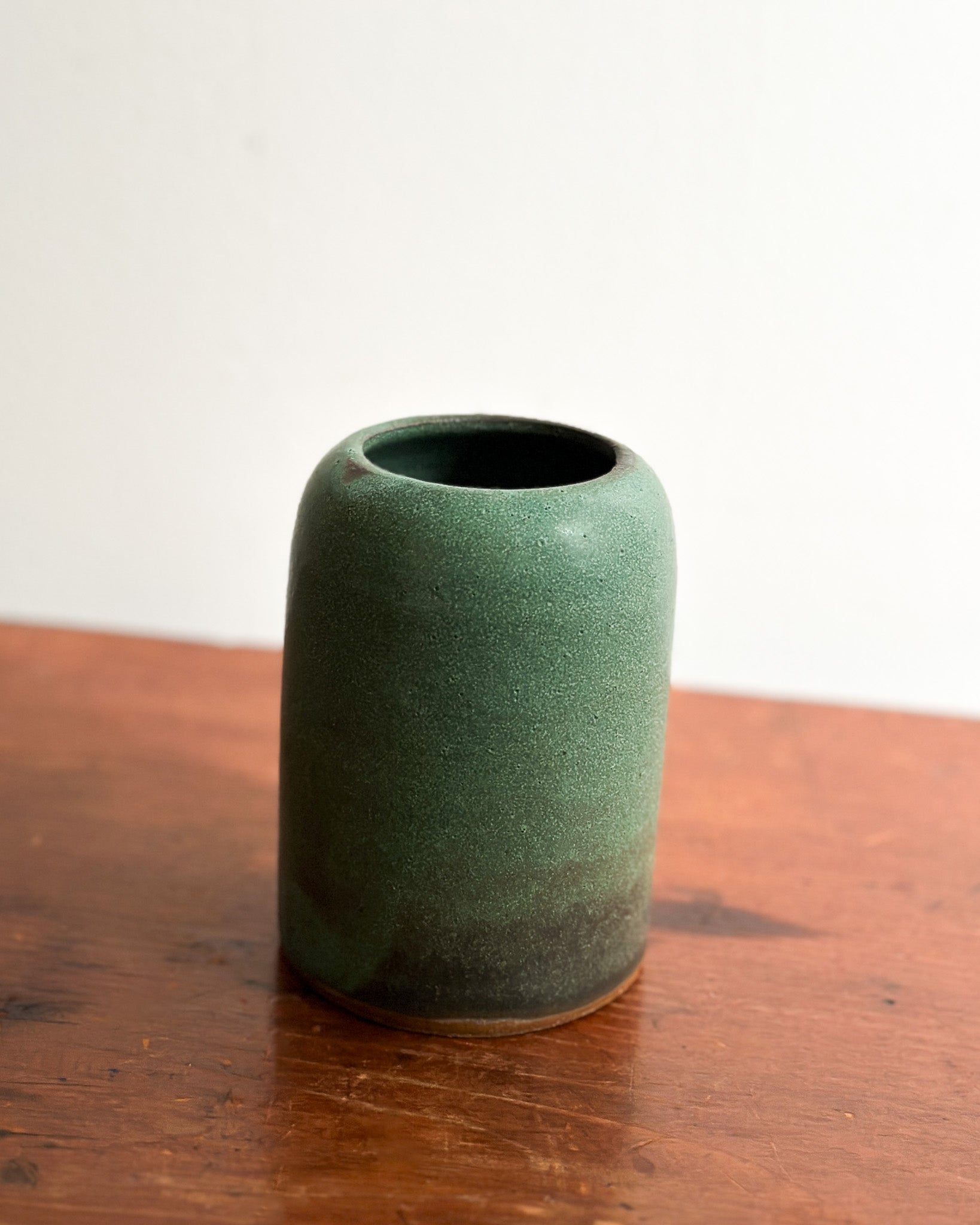 Earthenware Bud Vase in Copper Patina Glaze