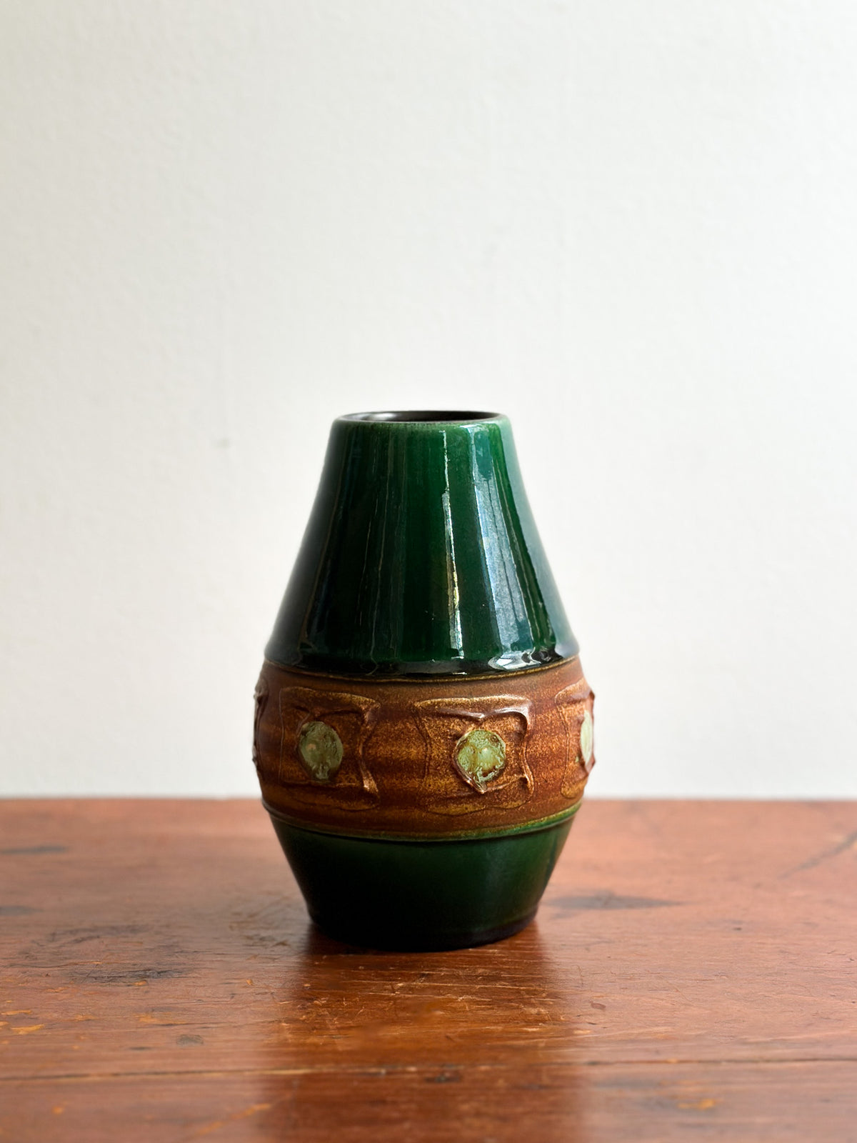 Mid-Century Green & Brown Vase, West Germany