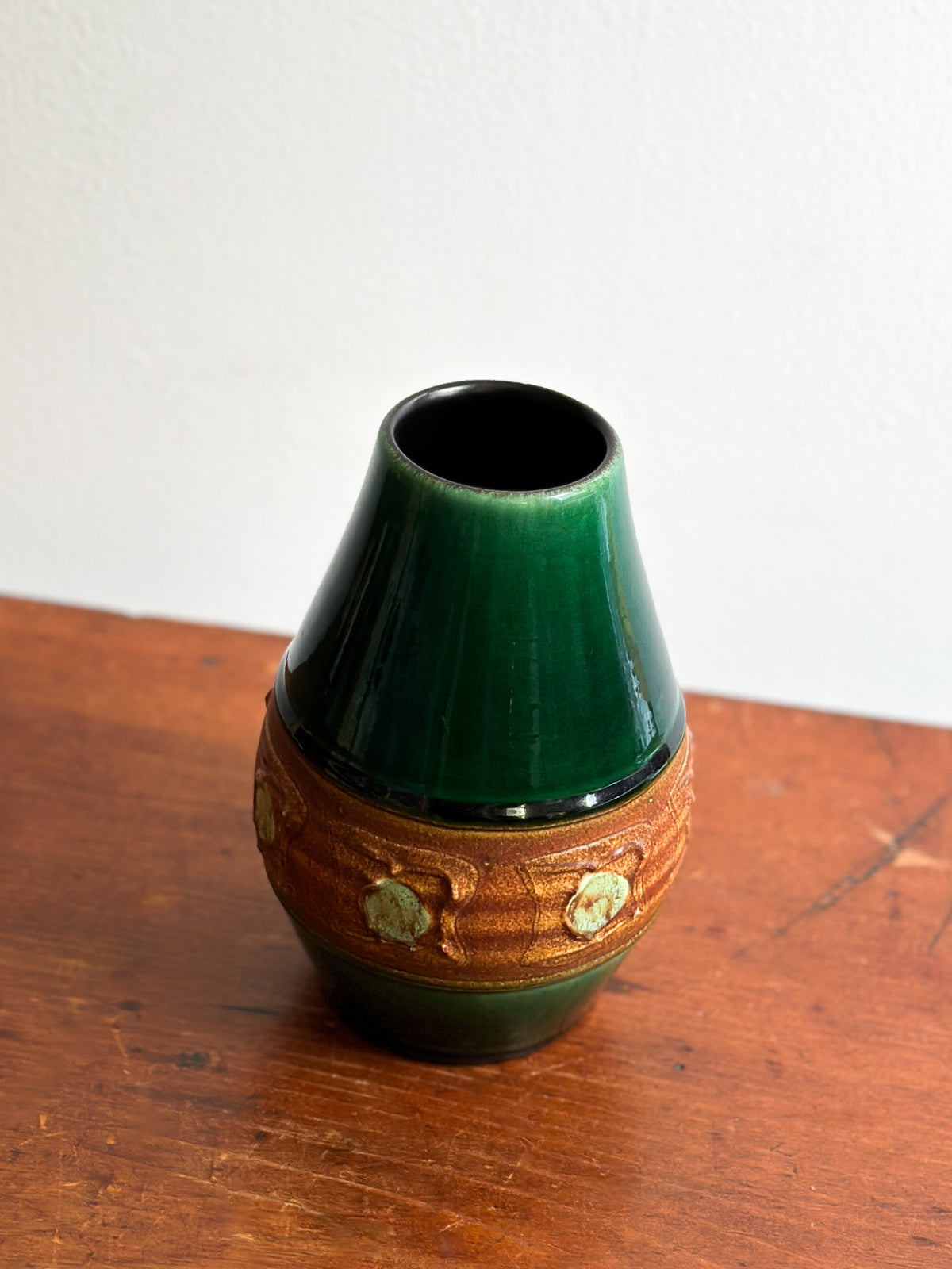 Mid-Century Green & Brown Vase, West Germany