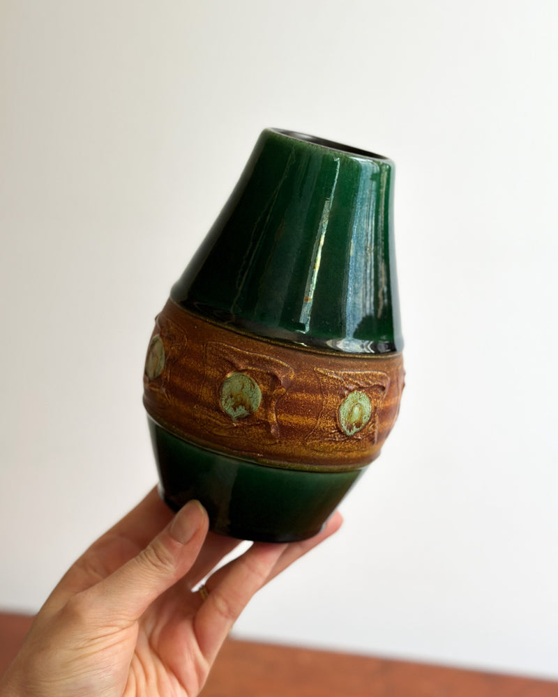 Mid-Century Green & Brown Vase, West Germany