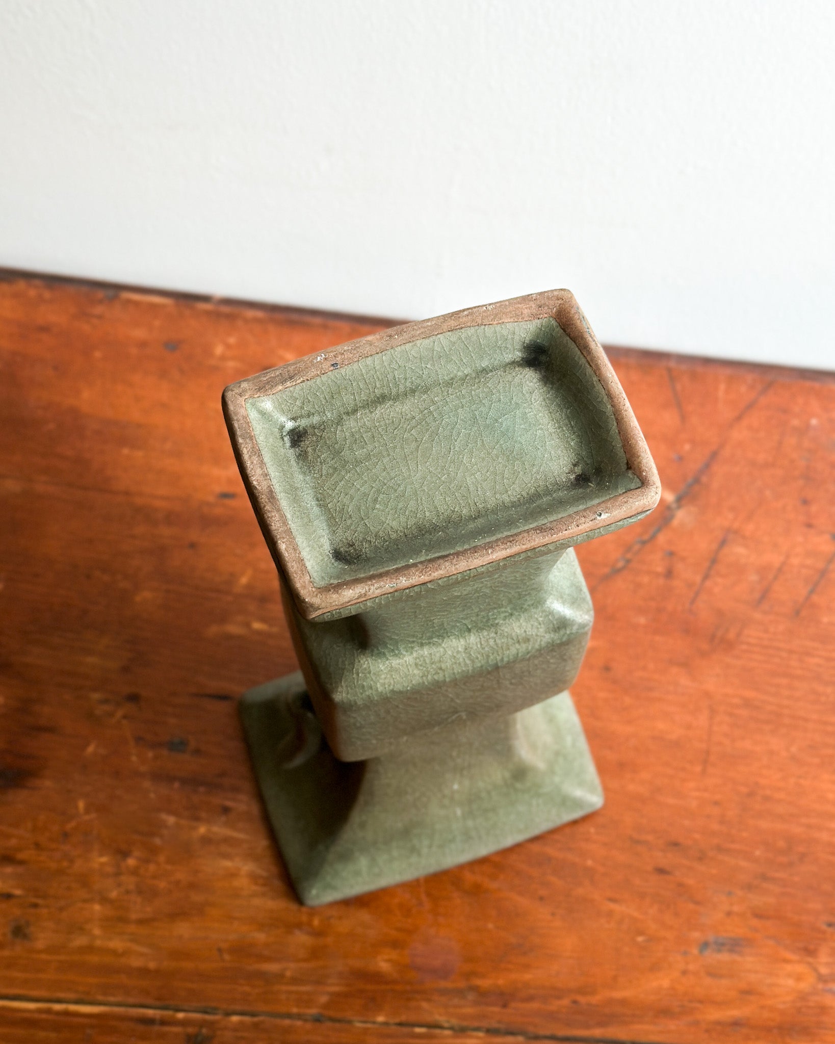 Antique Chinese Porcelain Vase with Green Crackle Glaze
