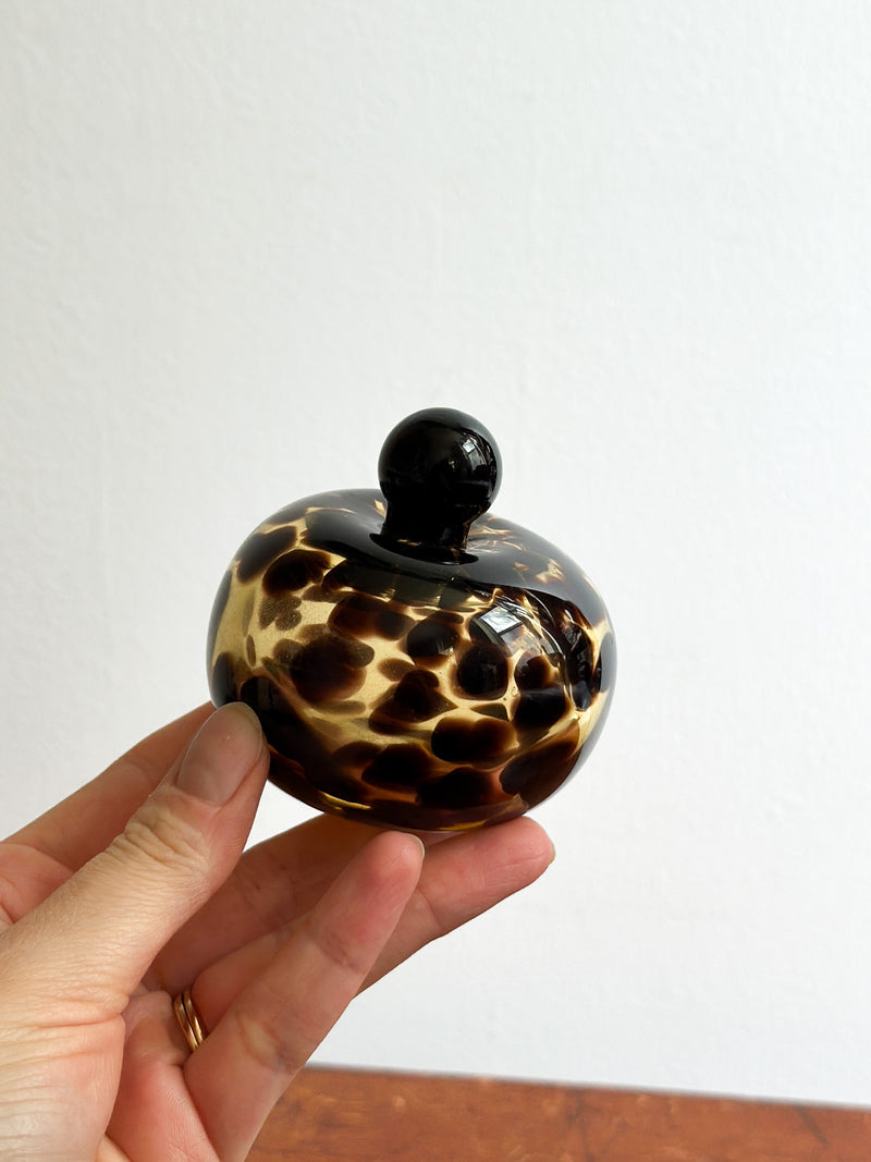Vintage Tortoise Shell Glass Vessel with Stopper
