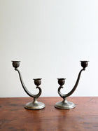 Vintage Pewter 2-Candle Candle Holder, Set of 2