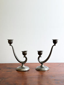 Vintage Pewter 2-Candle Candle Holder, Set of 2
