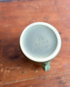Vintage Moss Green Stoneware Jug Vase with Orange Stripe, West Germany