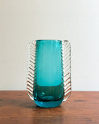 Mid-Century Turquoise Glass Winged Vase