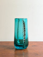 Mid-Century Turquoise Glass Winged Vase