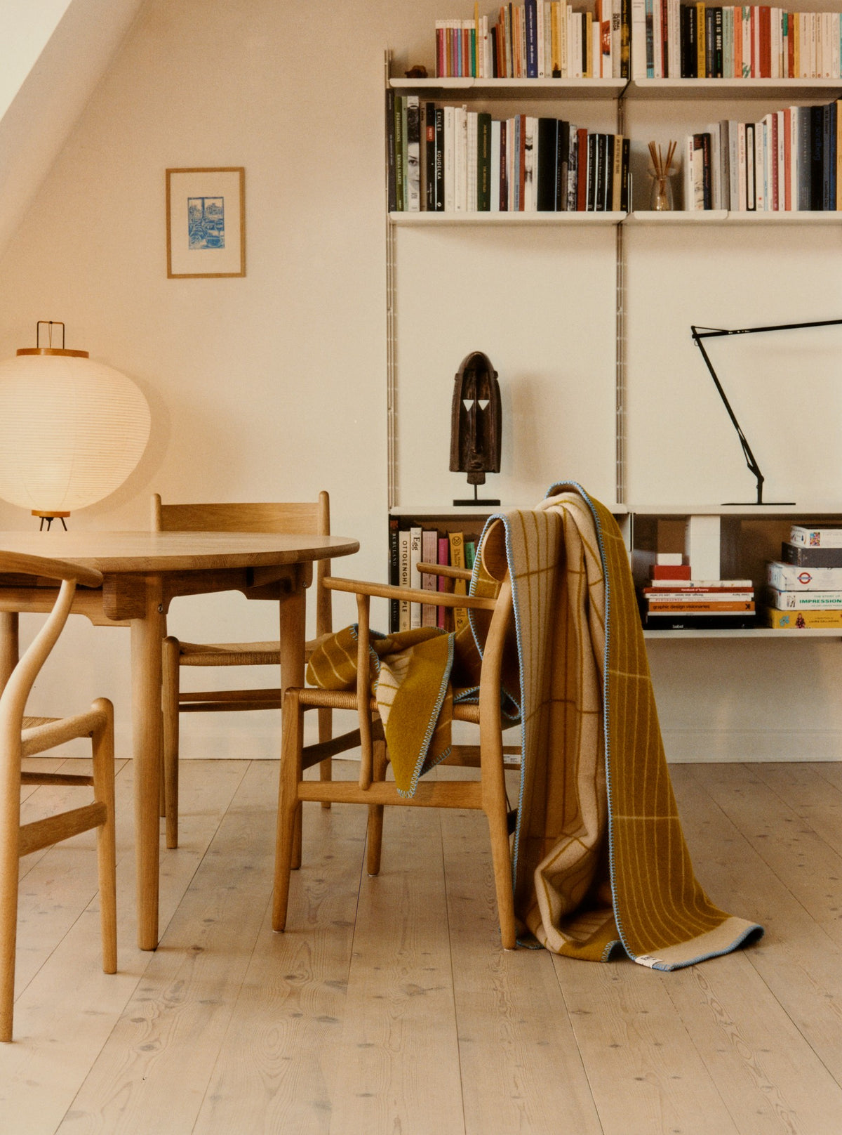 Kassett Wool Throw, Ochre Yellow/Grey Beige