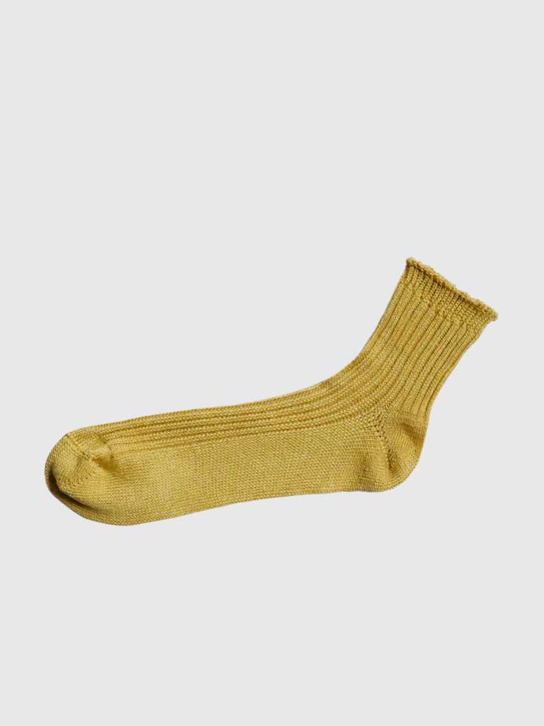 Linen Ribbed Socks, Yellow