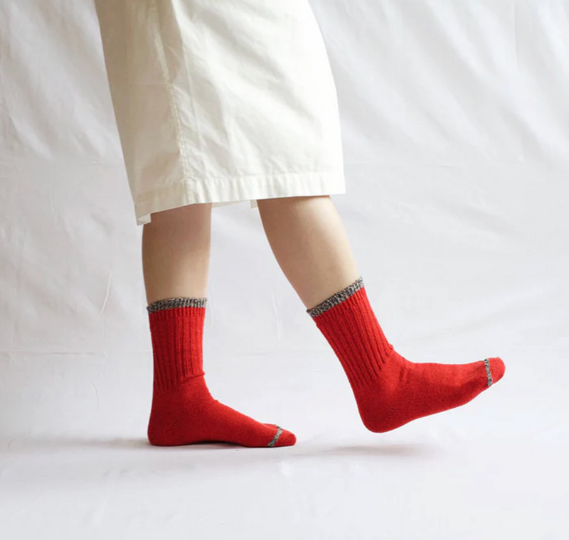 Silk Cotton Socks, Red