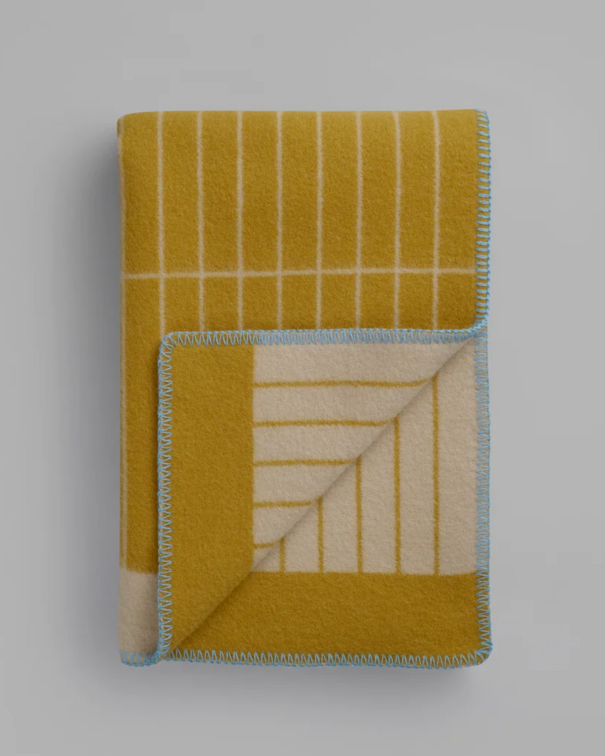 Kassett Wool Throw, Ochre Yellow/Grey Beige