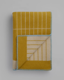 Kassett Wool Throw, Ochre Yellow/Grey Beige