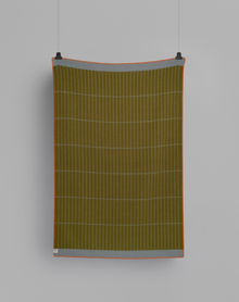 Kassett Wool Throw, Moss Green/Light Blue Grey