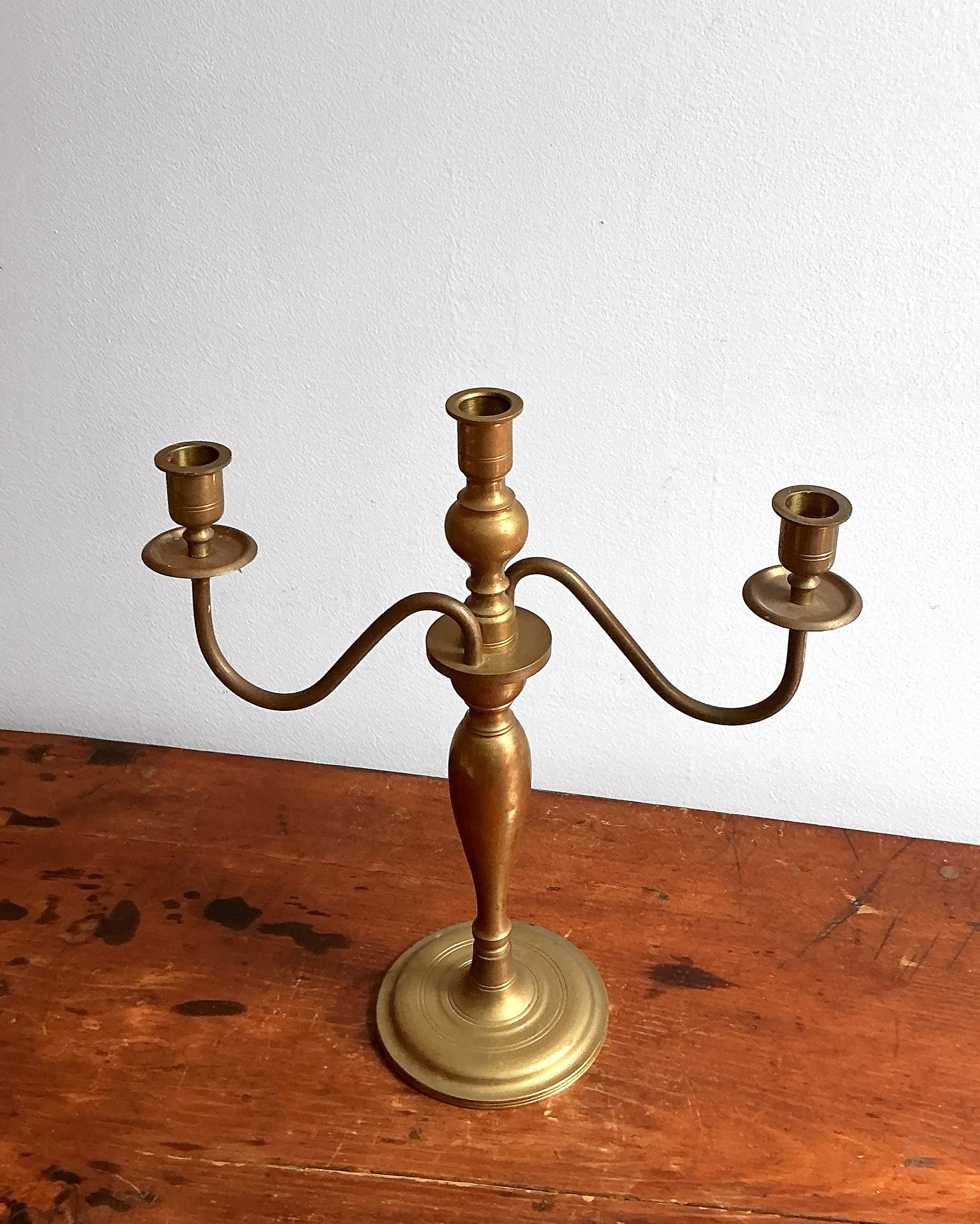 Vintage 3-Arm Brass Candelabra