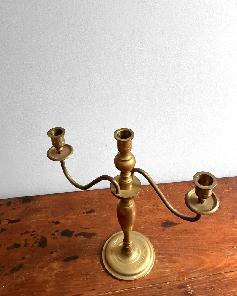 Vintage 3-Arm Brass Candelabra