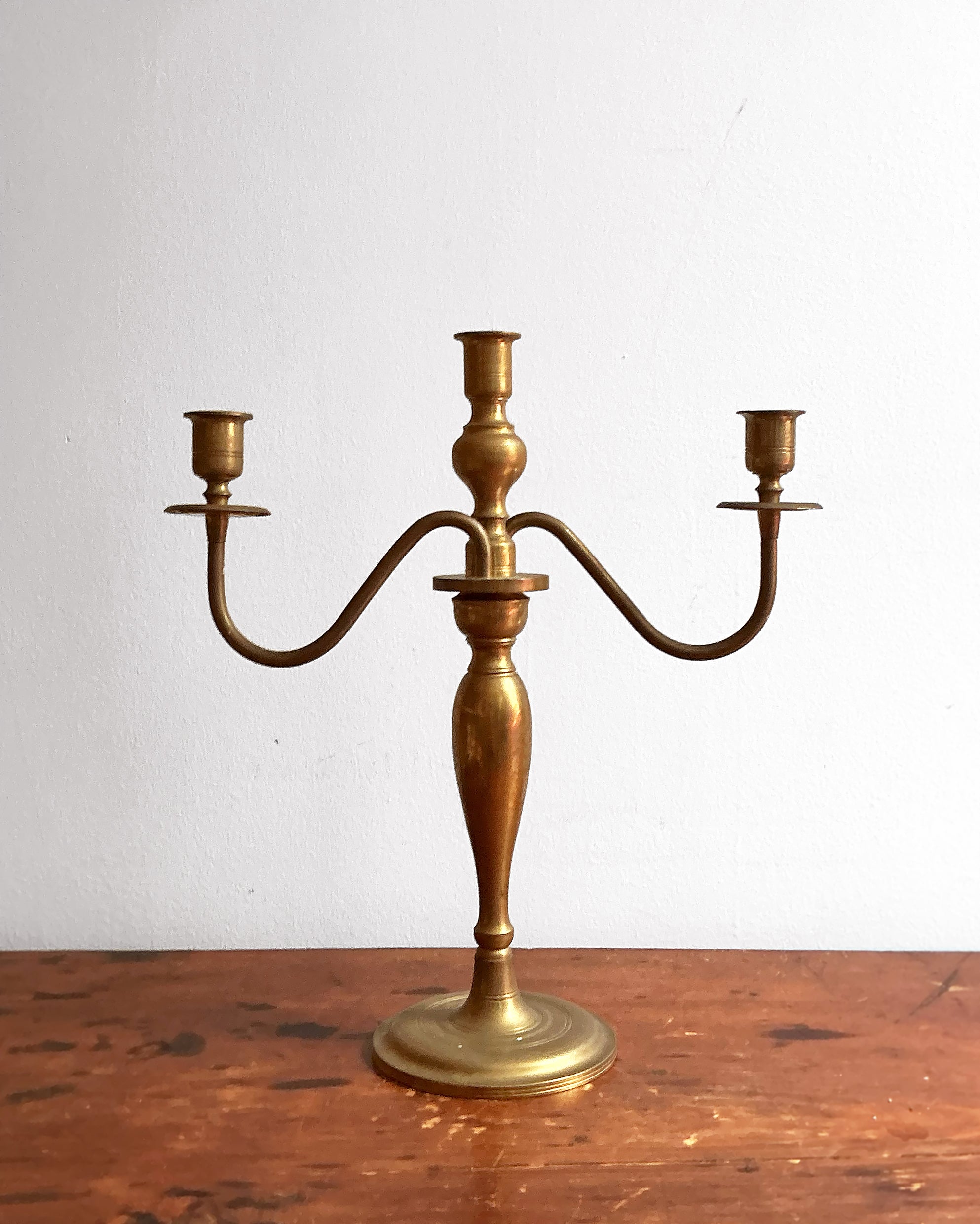 Vintage 3-Arm Brass Candelabra