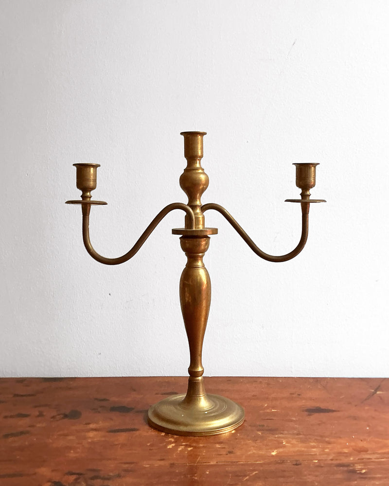 Vintage 3-Arm Brass Candelabra