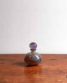 Vintage Amethyst & Cyan Glass Vessel with Dauber