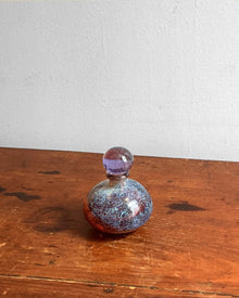 Vintage Amethyst & Cyan Glass Vessel with Dauber