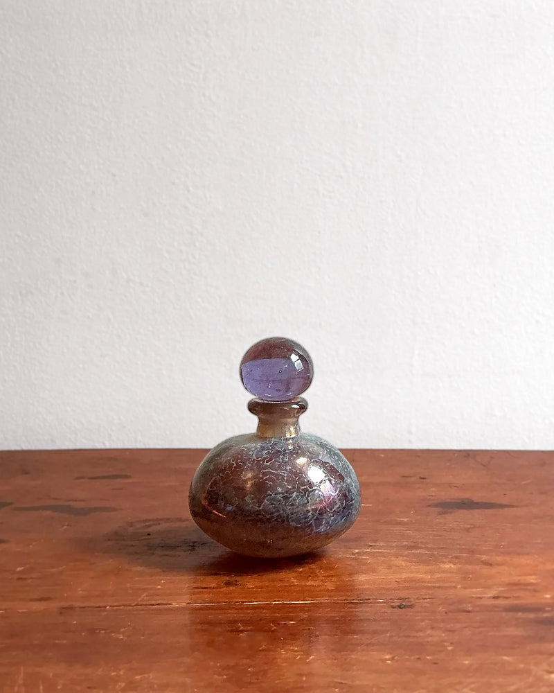 Vintage Amethyst & Cyan Glass Vessel with Dauber