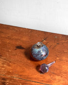 Vintage Amethyst & Cyan Glass Vessel with Dauber