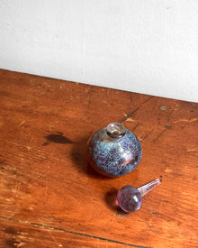 Vintage Amethyst & Cyan Glass Vessel with Dauber