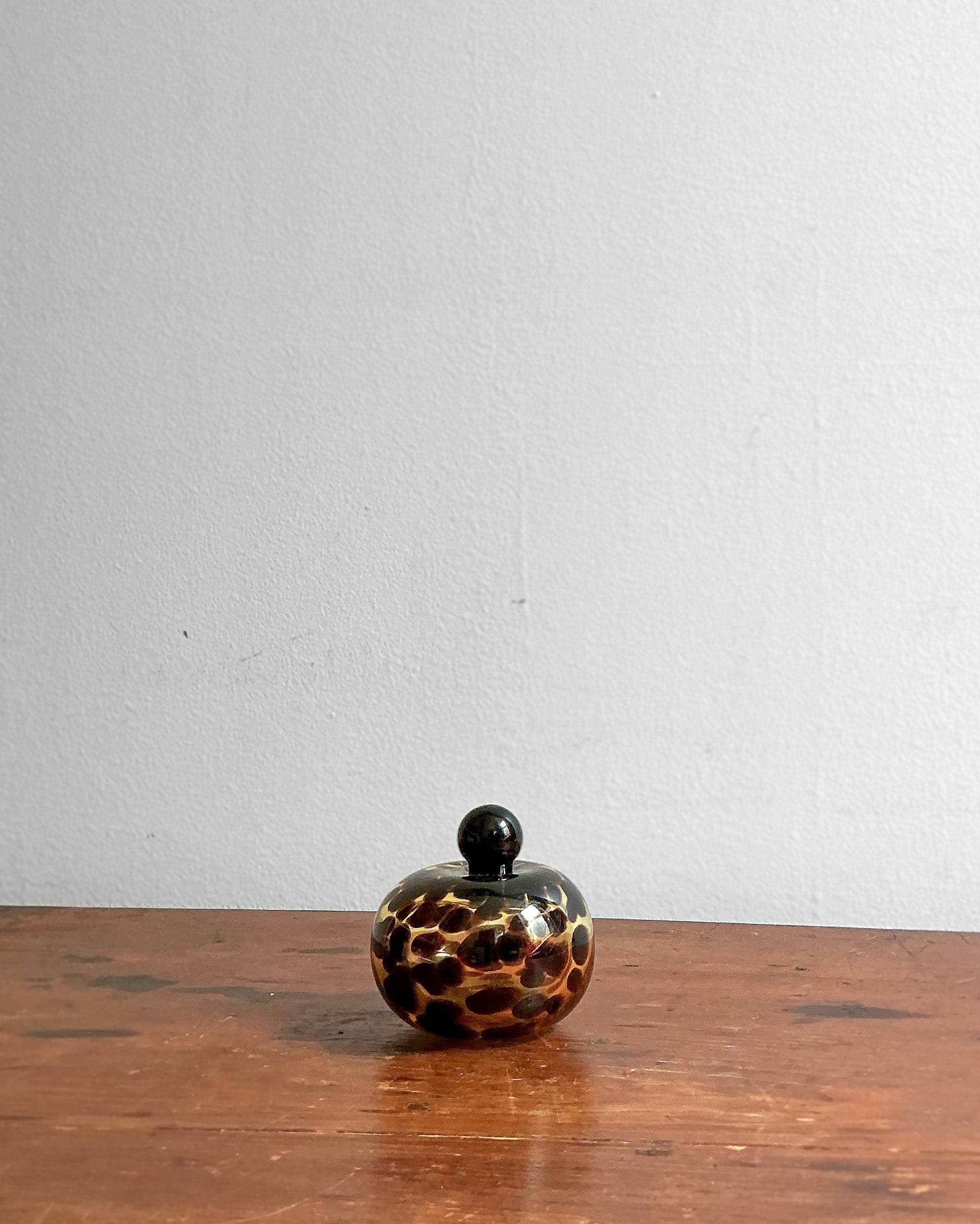 Vintage Tortoise Shell Glass Vessel with Stopper