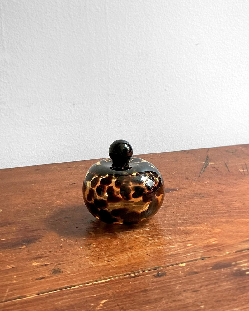 Vintage Tortoise Shell Glass Vessel with Stopper