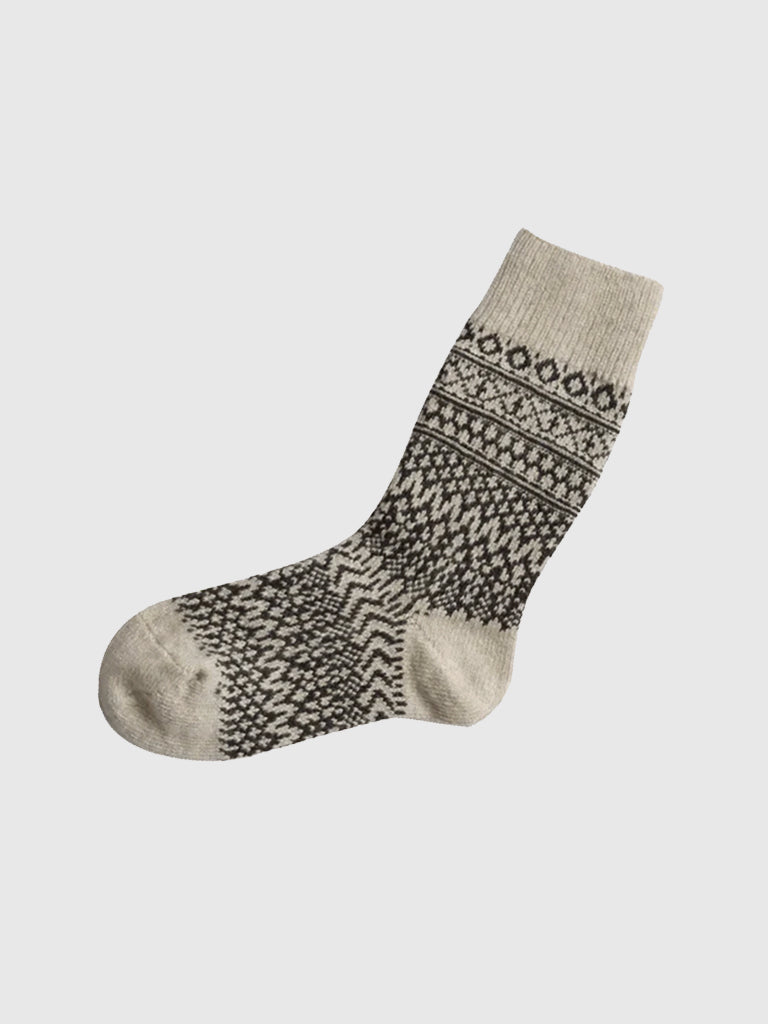 Wool Jacquard Socks, Oatmeal