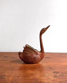 Vintage Solid Brass Swan Figure