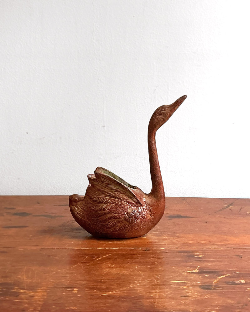 Vintage Solid Brass Swan Figure