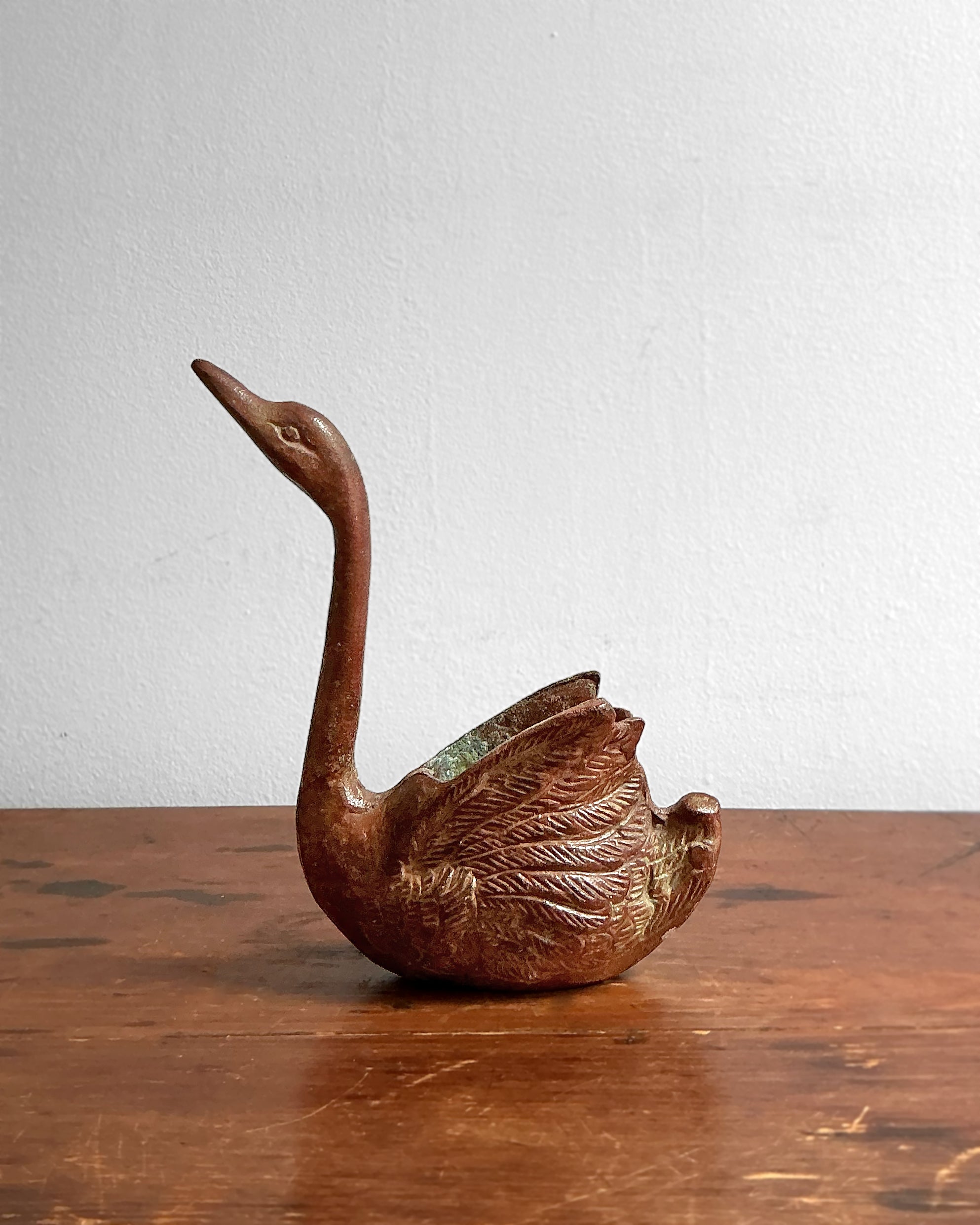 Vintage Solid Brass Swan Figure
