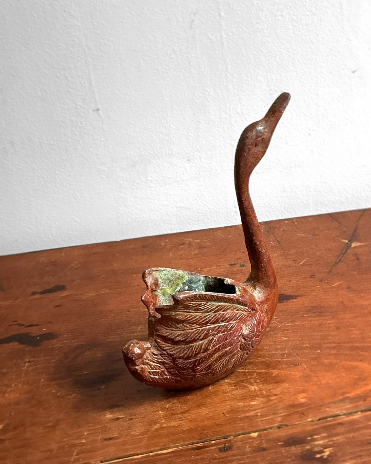 Vintage Solid Brass Swan Figure